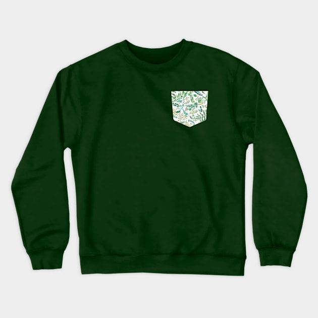 Pocket - BOTANICAL LEAVES AND PLANTS BIO GREEN Crewneck Sweatshirt by ninoladesign